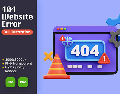 404 Website Error Interface 3D Illustration