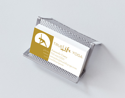True Life Yoga logo and business card