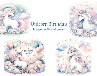 Watercolor Unicorn Birthday