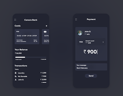 Bank Dark Theme App Design