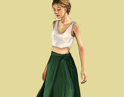 Girl with green skirt