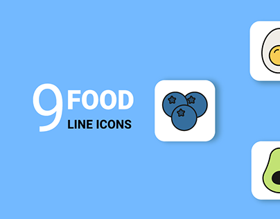 9 food line icons