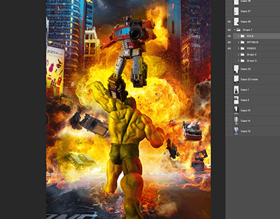 Integración (composición) Hulk v/s Optimus