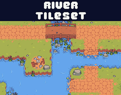River Tileset Pixel Art for Tower Defense