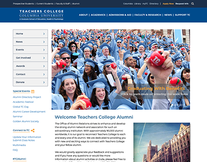 Teachers College- Alumni Page Redesign Mockup