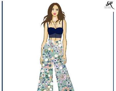 Embellished wide leg pant with Cami top