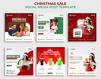 Christmas sale social media post template design