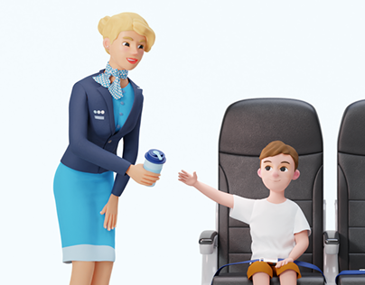 Pobeda Airlines. 3D Illustration