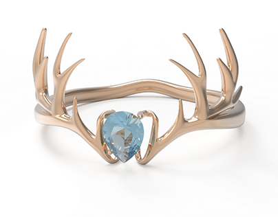 Antlers Ring 3D Model and Render