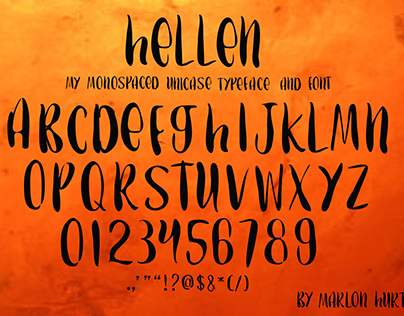 Monospaced Unicase Typeface and Font-Hellen