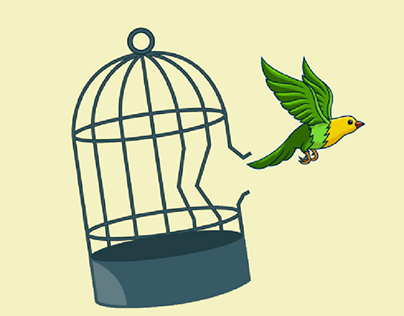 Bird and cage vector