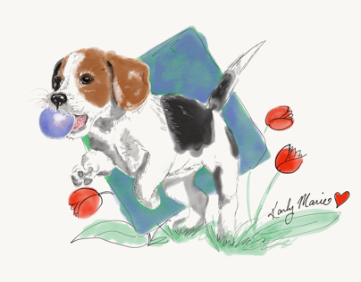Beagle puppy digital drawing