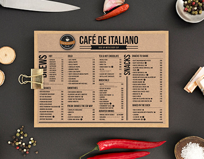 Cafe de Italiano Menu Redesign 2022