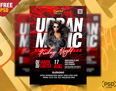 Urban Night Party Flyer PSD Template