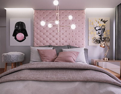 Pink and Grey Bedroom