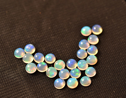 Natural Ethiopian Opal 5mm Smooth Round Loose Cabochon