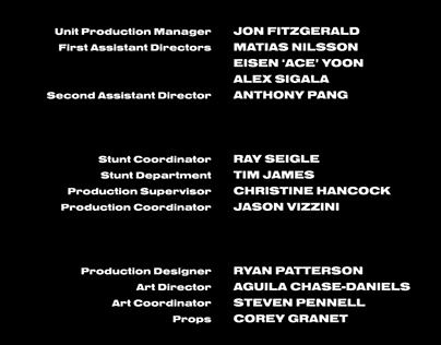 End credits sequence for a movie