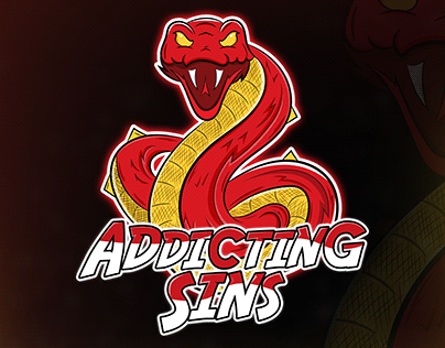 Addicting Sins Snake Mascot Gaming Logo Esports