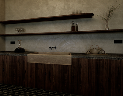 Modern rustic kitchen visualisation