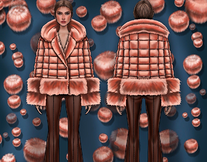 Down jacket with fur - couture