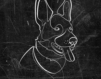 continuous line art of dog