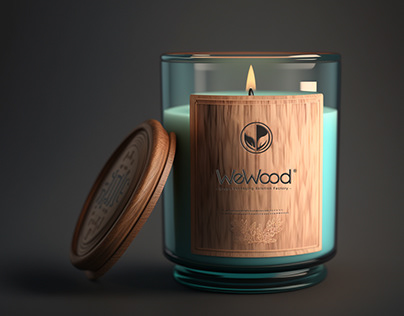 Scented Candle Jar With Wooden Lid And Wood Grain Label