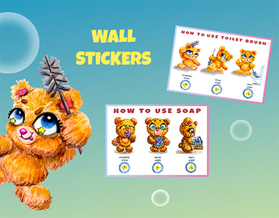 wallstickers teddybear how to use toilet brush and soap