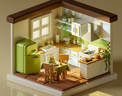 3D Isometric Kitchen | 3D Room