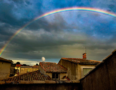 Rainbow in south of France from normal pic to rework