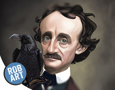 Edgar Allan Poe Caricature Illustration