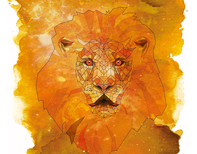 Illustration & Watercolor "Geometric Lion"