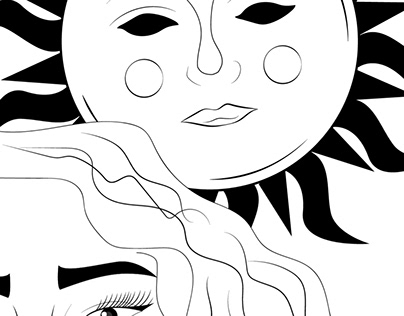 Sun, art, lines, black and white, basics, art