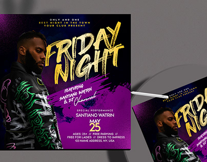 Friday Night Club Free PSD Flyer Template