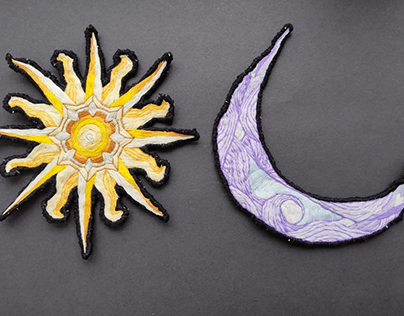Embroidery (sun, moon, wolf)