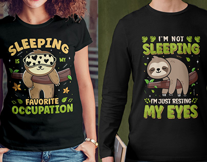 World Sleep Day Sloth T Shirt Design.