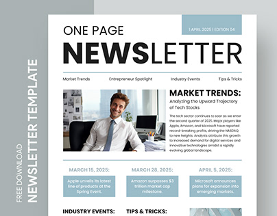 Free Editable Online One Page Newsletter Template