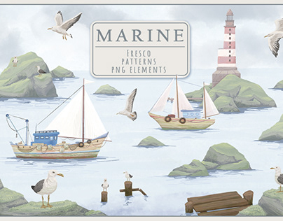 “Marine” fresco and pattern collection