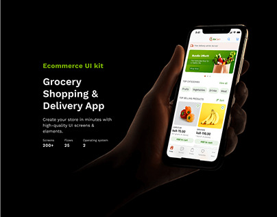 Ecommerce grocery shopping & delivery app UI Kit