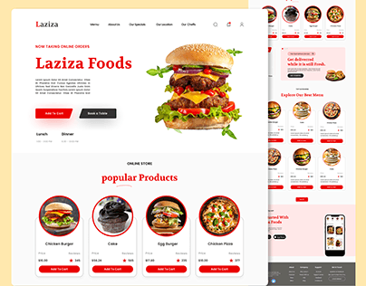 food website landing page