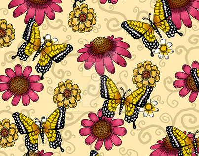 Flowers and Butterflies Pattern Design