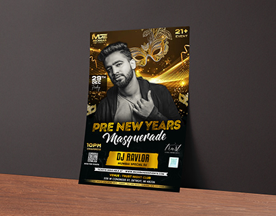 Pre New Years Masquerade party flyer design