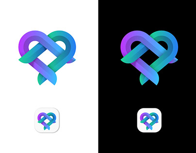 Heart logoHeart abstract gradient logo