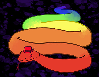 Snake in a Top Hat Chromadepth Drawing