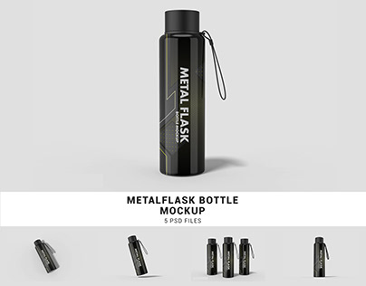 Metal Flask Bottle Mockup