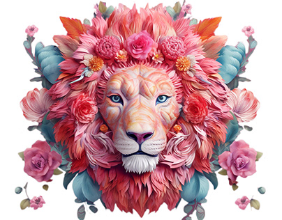 Digital Lion Series by Wayne Flint