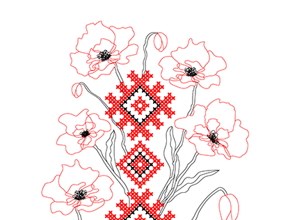 Ukrainian embroidery designs with poppies
