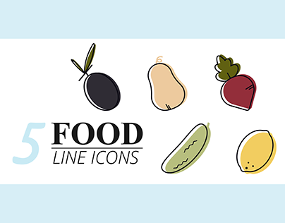 5 Food Line Icons