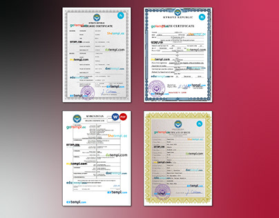 Kyrgyzstan certificate templates psd