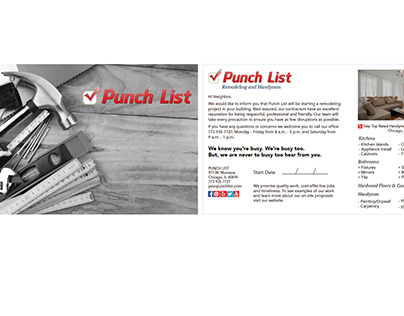Punch List, handy man company postcard and online coupo