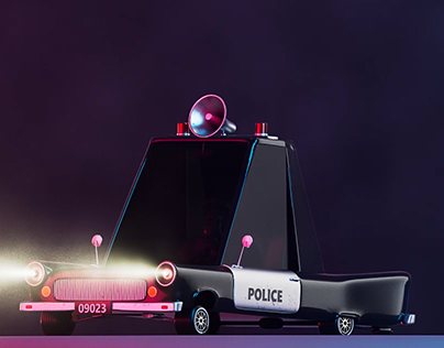 Zooming off on a mission with my trusty 3D police car!